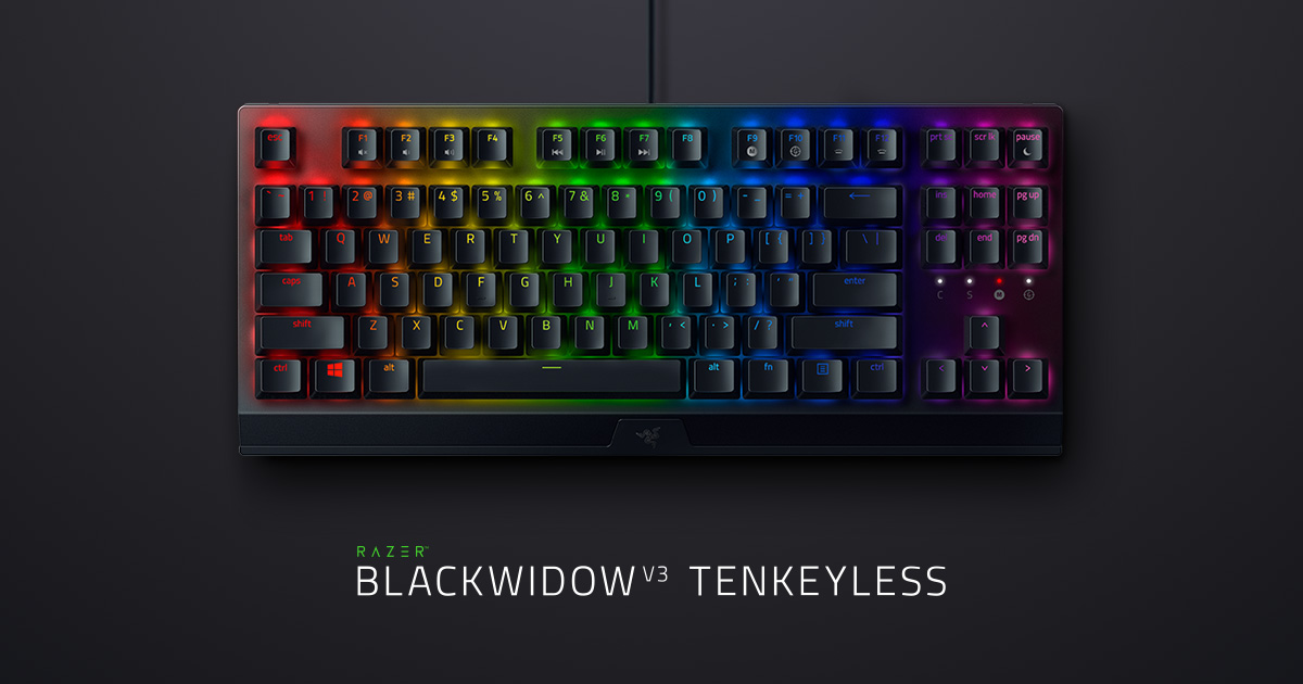 Razer Blackwidow V3 Tenkeyless 綠軸機械式鍵盤 00fun商城香港人既遊戲店